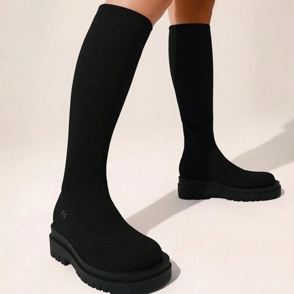 Cuccoo Slip On Knee High Chunky Sock Boots - 7.5 - Picture 1 of 4